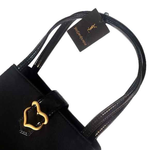 Yves Saint Laurent NEW Black Patent Leather & Gold Heart Vintage Handbag w/ COA - Picture 6 of 13